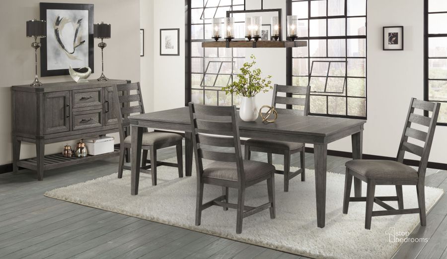 The appearance of Foundry Brushed Pewter Rectangular Dining Room Set designed by Intercon in the transitional interior design. This gray piece of furniture  was selected by 1StopBedrooms from Foundry Collection to add a touch of cosiness and style into your home. Sku: FR-TA-4278-PEW-C;FR-CH-789C-PEW-RTA. Table Base Style: Legs. Product Type: Dining Room Set. Table Top Shape: Rectangular. Image1