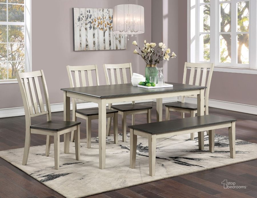 The appearance of Frances Dining Table In Antique White and Gray designed by Furniture of America in the rustic / southwestern interior design. This white/gray piece of furniture  was selected by 1StopBedrooms from Frances Collection to add a touch of cosiness and style into your home. Sku: CM3478WH-T. Table Base Style: Legs. Material: Wood. Product Type: Dining Table. Table Top Shape: Rectangular. Image1