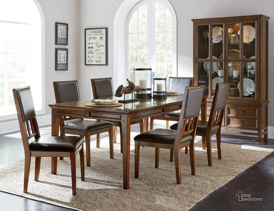 The appearance of Frazier Brown Cherry Extendable Dining Room Set designed by Homelegance in the transitional interior design. This brown piece of furniture  was selected by 1StopBedrooms from Frazier Collection to add a touch of cosiness and style into your home. Sku: 1649-82;1649S. Table Base Style: Legs. Material: Wood. Product Type: Dining Room Set. Table Top Shape: Rectangular. Image1