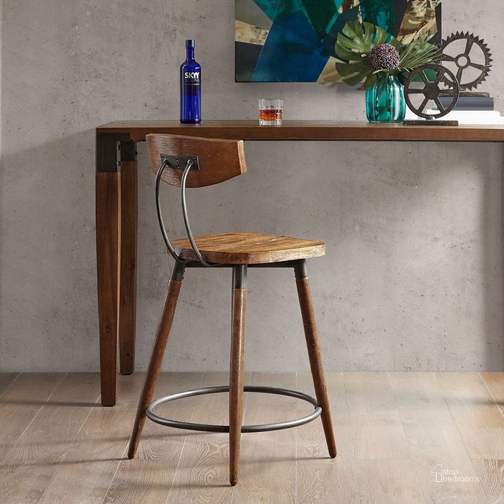 The appearance of Frazier Counter Stool 24 Inch With Back In Brown designed by Olliix in the transitional interior design. This brown piece of furniture  was selected by 1StopBedrooms from Frazier Collection to add a touch of cosiness and style into your home. Sku: II104-0378. Material: Wood. Product Type: Barstool. Image1