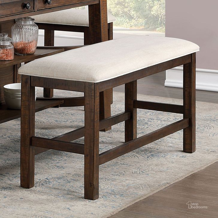 The appearance of Fredonia Counter Height Bench In Rustic Oak and Beige designed by Furniture of America in the rustic / southwestern interior design. This rustic oak and beige piece of furniture  was selected by 1StopBedrooms from Fredonia Collection to add a touch of cosiness and style into your home. Sku: CM3902PBN. Material: Wood. Product Type: Dining Bench. Image1