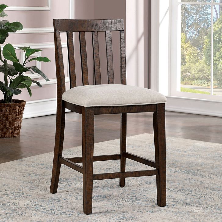 The appearance of Fredonia Counter Height Chair In Rustic Oak and Beige designed by Furniture of America in the rustic / southwestern interior design. This rustic oak and beige piece of furniture  was selected by 1StopBedrooms from Fredonia Collection to add a touch of cosiness and style into your home. Sku: CM3902PC-2PK. Material: Wood. Product Type: Counter Height Chair. Image1