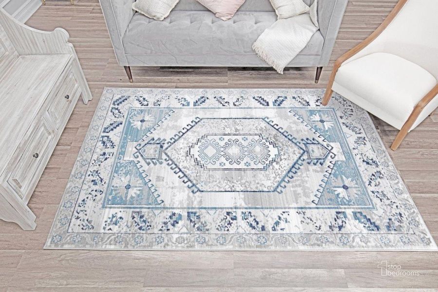 The appearance of Freida FY10A Misty Blue Vintage Farmhouse Gray 2' x 4' Area Rug designed by Rugs America in the country / farmhouse interior design. This gray piece of furniture  was selected by 1StopBedrooms from Freida Collection to add a touch of cosiness and style into your home. Sku: RA30552. Material: Polypropylene. Product Type: Area Rugs. Image1