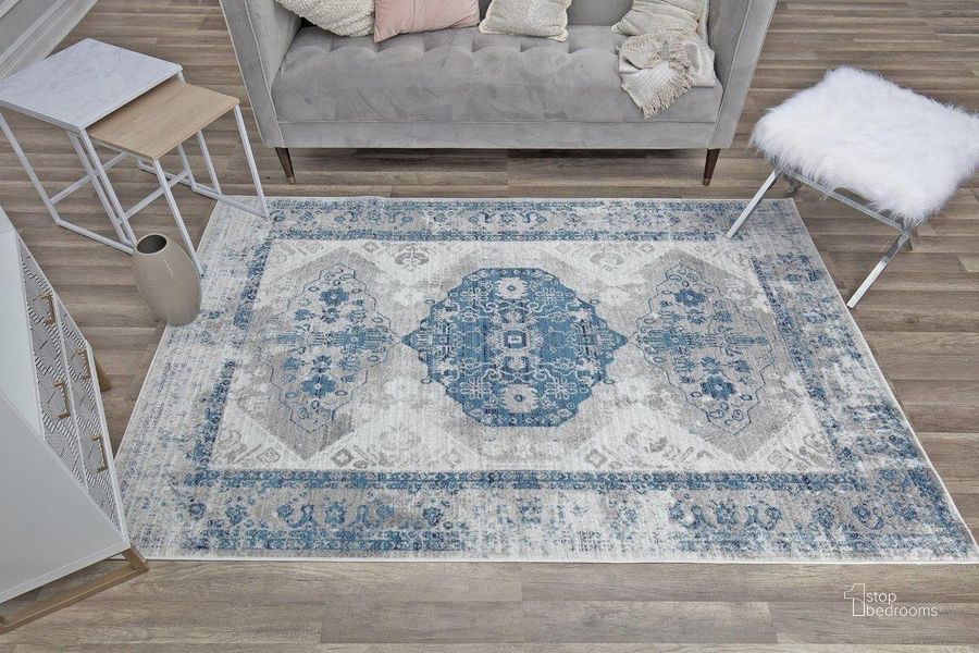 The appearance of Freida FY25A Blue Grey Vintage Farmhouse Gray 2' x 8' Area Rug designed by Rugs America in the country / farmhouse interior design. This blue grey piece of furniture  was selected by 1StopBedrooms from Freida Collection to add a touch of cosiness and style into your home. Sku: RA30561. Material: Polypropylene. Product Type: Area Rugs. Image1