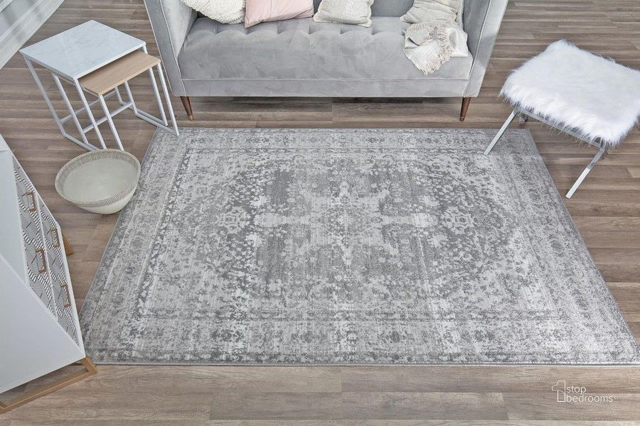 The appearance of Freida FY40A Cloudy Grey Vintage Farmhouse Light Gray 8' x 10' Area Rug designed by Rugs America in the country / farmhouse interior design. This light gray piece of furniture  was selected by 1StopBedrooms from Freida Collection to add a touch of cosiness and style into your home. Sku: RA29037. Material: Polypropylene. Product Type: Area Rugs. Image1