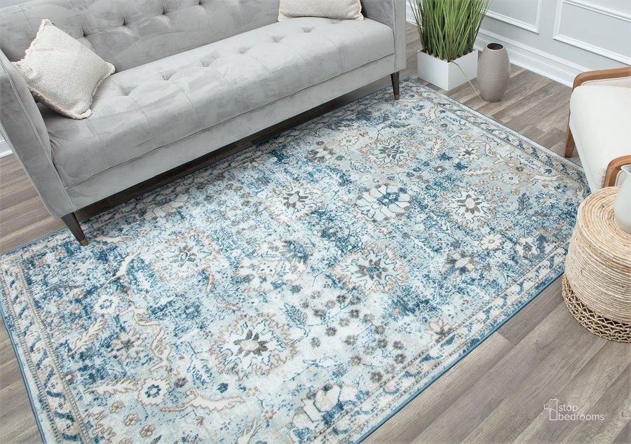 The appearance of Freida FY55A Bluebell Vintage Farmhouse Blue 2' x 8' Area Rug designed by Rugs America in the country / farmhouse interior design. This bluebell piece of furniture  was selected by 1StopBedrooms from Freida Collection to add a touch of cosiness and style into your home. Sku: RA30577. Material: Polypropylene. Product Type: Area Rugs. Image1