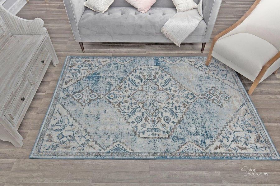 The appearance of Freida FY65A Powder Blue Vintage Farmhouse Blue 8' x 10' Area Rug designed by Rugs America in the country / farmhouse interior design. This blue piece of furniture  was selected by 1StopBedrooms from Freida Collection to add a touch of cosiness and style into your home. Sku: RA29049. Material: Polypropylene. Product Type: Area Rugs. Image1
