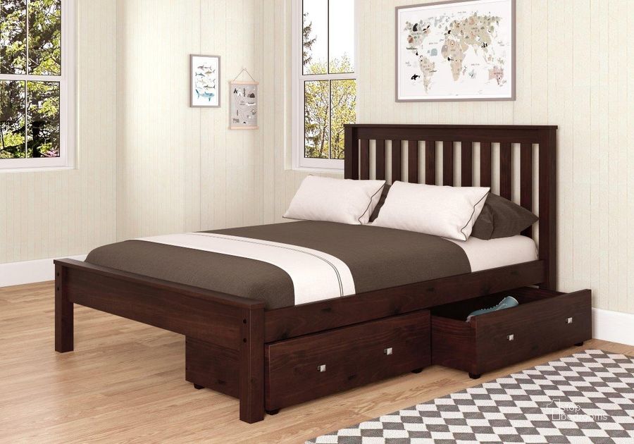 The appearance of Full Contempo Bed With Dual Under Bed Drawers Dark Cappuccino Finish designed by DONCO kids in the modern / contemporary interior design. This dark cappuccino piece of furniture  was selected by 1StopBedrooms from  to add a touch of cosiness and style into your home. Sku: 500-FCP_505-CP. Bed Type: Storage Bed. Material: Wood. Product Type: Storage Bed. Bed Size: Full. Image1