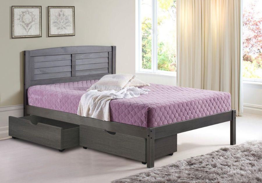 The appearance of Full Louver Bed With Under Bed Drawers Antique Grey designed by DONCO kids in the modern / contemporary interior design. This antique grey piece of furniture  was selected by 1StopBedrooms from  to add a touch of cosiness and style into your home. Sku: 212-FAG_505-AG. Bed Type: Storage Bed. Material: Wood. Product Type: Storage Bed. Bed Size: Twin. Image1