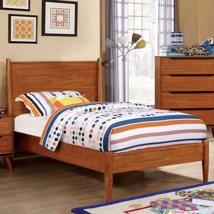 The appearance of Lennart Full Bed In Oak designed by Furniture of America in the transitional interior design. This oak piece of furniture  was selected by 1StopBedrooms from Lennart Collection to add a touch of cosiness and style into your home. Sku: CM7386A-F-HB;CM7386A-F-FB;CM7386A-F-R. Bed Type: Platform Bed. Material: Wood. Product Type: Platform Bed. Bed Size: Full. Image1