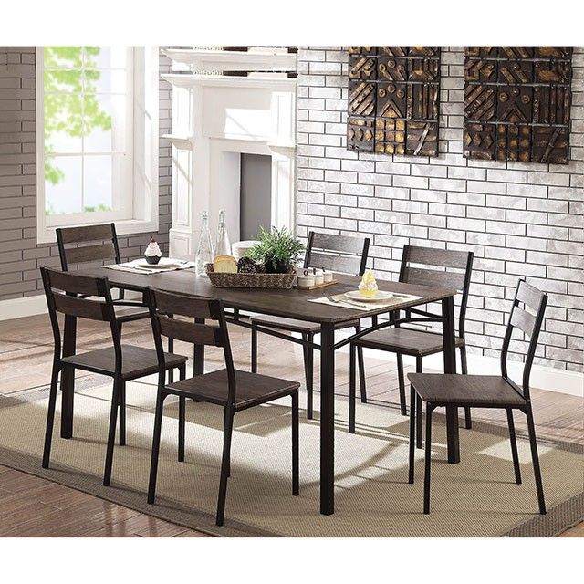 The appearance of Furniture of America Westport Antique Brown 7pc Dining Set designed by Furniture of America in the transitional interior design. This antique brown piece of furniture  was selected by 1StopBedrooms from Westport Collection to add a touch of cosiness and style into your home. Sku: CM3920T-7PK. Material: Metal. Product Type: Dining Room Set. Image1