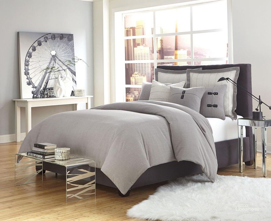 The appearance of Fusion 8 Piece King Duvet Set In Gray designed by AICO in the modern / contemporary interior design. This gray piece of furniture  was selected by 1StopBedrooms from Fusion Collection to add a touch of cosiness and style into your home. Sku: BCS-KD08-FUSON-GRY. Material: Polyester. Bed Size: King. Product Type: Duvet Set.