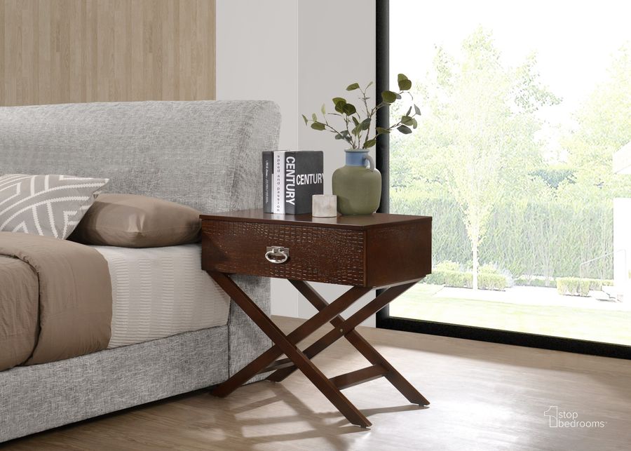 The appearance of Glory Furniture Xavier Nightstand, Cappuccino designed by Glory in the modern / contemporary interior design. This cappuccino piece of furniture  was selected by 1StopBedrooms from Xavier Collection to add a touch of cosiness and style into your home. Sku: G0075-N-Nightstand. Material: Wood. Product Type: Nightstand. Image1