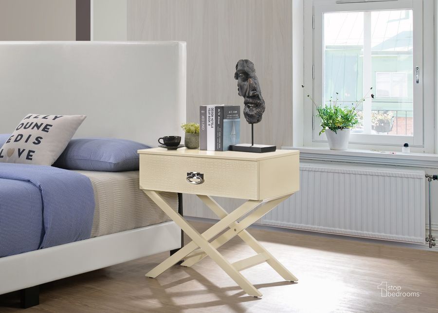 The appearance of Glory Furniture Xavier Nightstand, Beige designed by Glory in the modern / contemporary interior design. This beige piece of furniture  was selected by 1StopBedrooms from Xavier Collection to add a touch of cosiness and style into your home. Sku: G0078-N-Nightstand. Material: Wood. Product Type: Nightstand. Image1