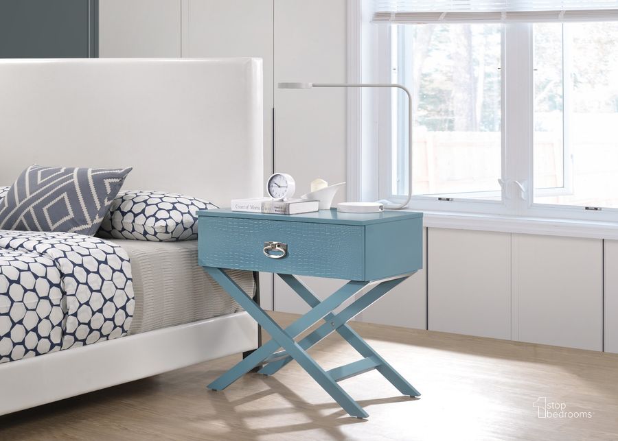 The appearance of Glory Furniture Xavier Nightstand, Blue designed by Glory in the modern / contemporary interior design. This blue piece of furniture  was selected by 1StopBedrooms from Xavier Collection to add a touch of cosiness and style into your home. Sku: G0079-N-Nightstand. Material: Wood. Product Type: Nightstand. Image1