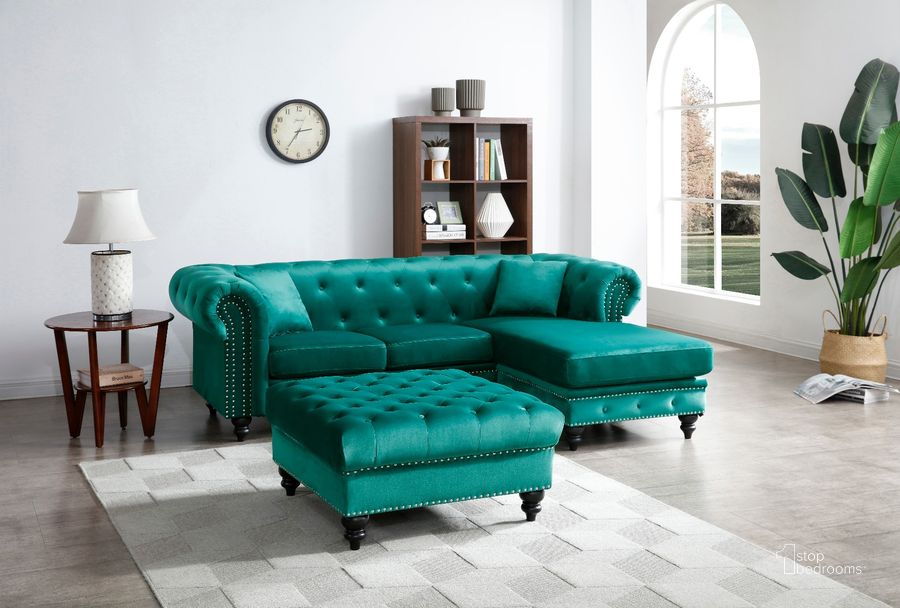 The appearance of Glory Furniture Nola Sofa Chaise, Green designed by Glory in the modern / contemporary interior design. This green piece of furniture  was selected by 1StopBedrooms from Nola Collection to add a touch of cosiness and style into your home. Sku: G0352B-SC-Sofa Section Base;G0352B-SC-Arms;G0352B-SC-Chaise Section base. Material: Wood. Product Type: Sofa Chaise. Image1