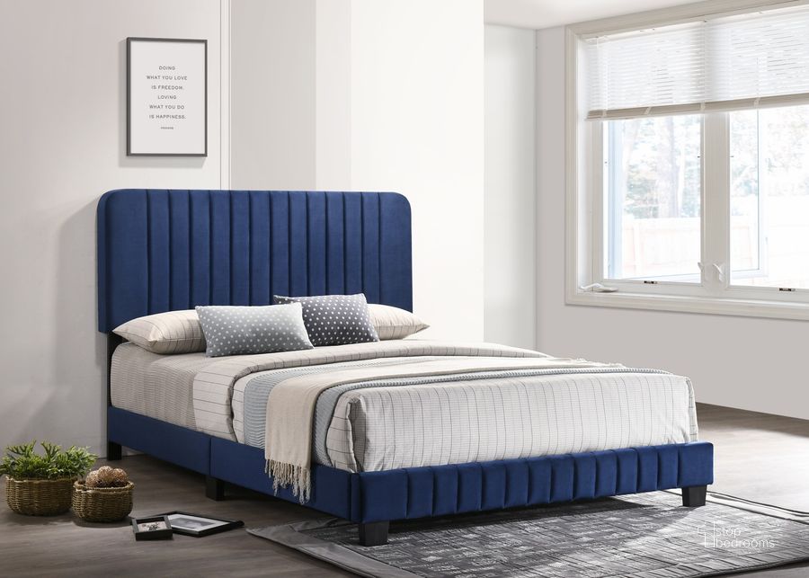 The appearance of Glory Furniture Lodi Queen Bed, Navy Blue designed by Glory in the modern / contemporary interior design. This navy blue piece of furniture  was selected by 1StopBedrooms from Lodi Collection to add a touch of cosiness and style into your home. Sku: G0409-QB-UP-Queen  Bed. Bed Type: Panel Bed. Material: Wood. Product Type: Panel Bed. Bed Size: Queen. Image1