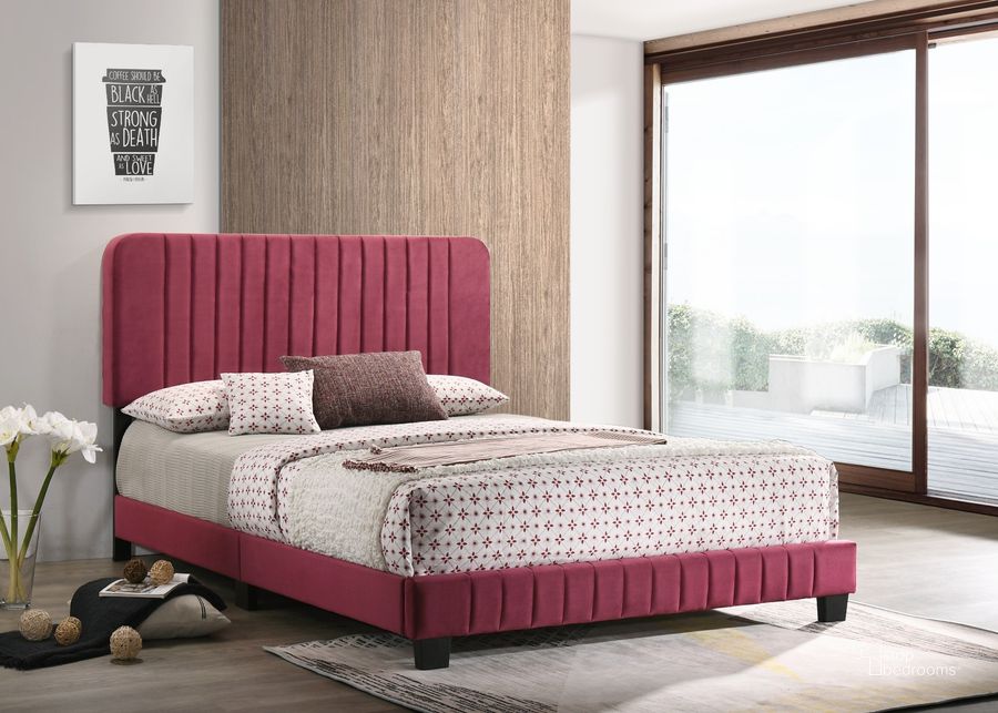 The appearance of Glory Furniture Lodi Queen Bed, Burgundy designed by Glory in the modern / contemporary interior design. This burgundy piece of furniture  was selected by 1StopBedrooms from Lodi Collection to add a touch of cosiness and style into your home. Sku: G0503-QB-UP-Queen  Bed. Bed Type: Panel Bed. Material: Wood. Product Type: Panel Bed. Bed Size: Queen. Image1