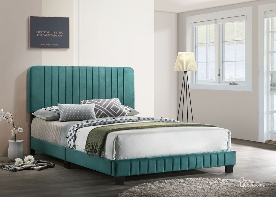 The appearance of Glory Furniture Lodi Queen Bed, Green designed by Glory in the modern / contemporary interior design. This green piece of furniture  was selected by 1StopBedrooms from Lodi Collection to add a touch of cosiness and style into your home. Sku: G0505-QB-UP-Queen  Bed. Bed Type: Panel Bed. Material: Wood. Product Type: Panel Bed. Bed Size: Queen. Image1