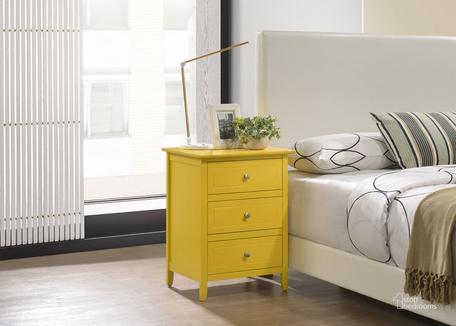 The appearance of Glory Furniture Daniel Nightstand, Yellow designed by Glory in the modern / contemporary interior design. This yellow piece of furniture  was selected by 1StopBedrooms from Daniel Collection to add a touch of cosiness and style into your home. Sku: G1302-N-3 Drawer Nightstand. Material: Wood. Product Type: Nightstand. Image1