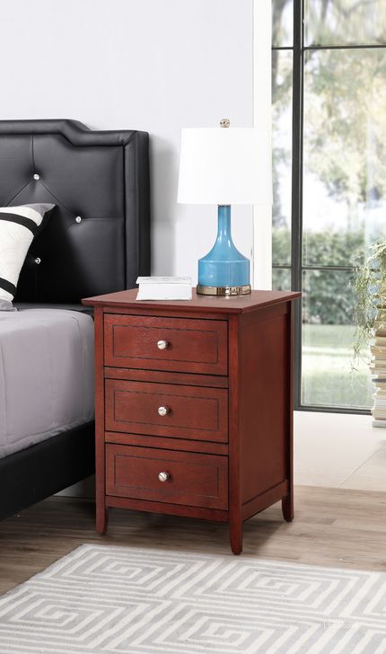 The appearance of G1310 Drawer Nightstand (Cherry) designed by Glory in the transitional interior design. This cherry piece of furniture  was selected by 1StopBedrooms from G13 Collection to add a touch of cosiness and style into your home. Sku: G1310-N-00. Material: Wood. Product Type: Nightstand. Image1