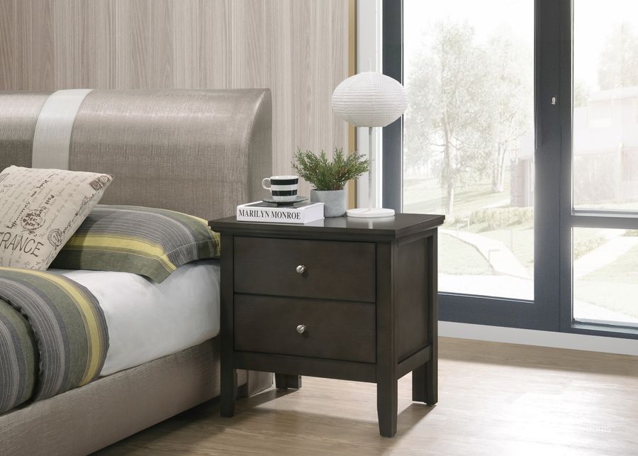 The appearance of Glory Furniture Primo Nightstand, Gray designed by Glory in the transitional interior design. This gray piece of furniture  was selected by 1StopBedrooms from Primo Collection to add a touch of cosiness and style into your home. Sku: G1335-N-Nightstand. Material: Wood. Product Type: Nightstand. Image1