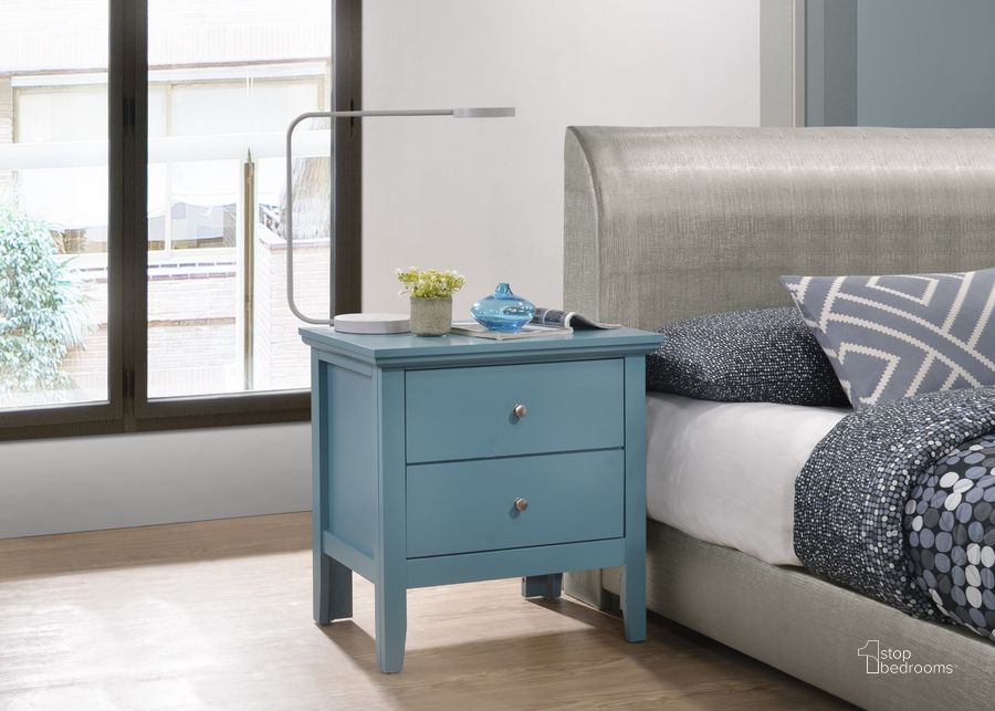 The appearance of Glory Furniture Primo Nightstand, Blue designed by Glory in the transitional interior design. This blue piece of furniture  was selected by 1StopBedrooms from Primo Collection to add a touch of cosiness and style into your home. Sku: G1338-N-Nightstand. Material: Wood. Product Type: Nightstand. Image1