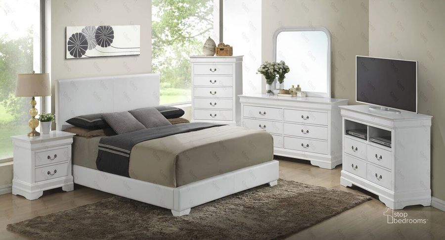 The appearance of G1890 Upholstered Bed (Queen) designed by Glory in the modern / contemporary interior design. This white piece of furniture  was selected by 1StopBedrooms from G1890 Collection to add a touch of cosiness and style into your home. Sku: G1890-QB-UP;G0001-Q. Bed Type: Platform Bed. Product Type: Platform Bed. Bed Size: Queen. Image1