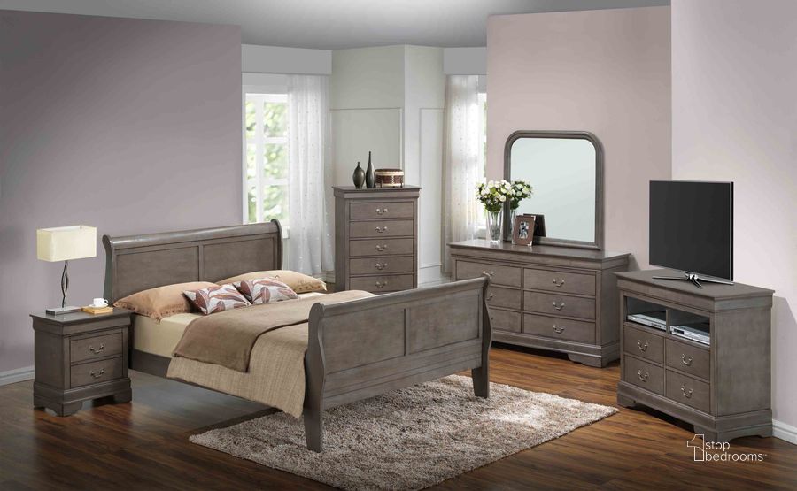 The appearance of Glory Furniture G3105 Bedroom Set in Grey designed by Glory in the traditional interior design. This gray piece of furniture  was selected by 1StopBedrooms from G3105 Collection to add a touch of cosiness and style into your home. Sku: G3105A-TB-Twin Bed  Headboard & Footboard;G3105A-TB-Twin Bed  Rails;G3105-N-Nightstand. Material: Glass. Product Type: Sleigh Bed. Bed Size: Twin. Image1