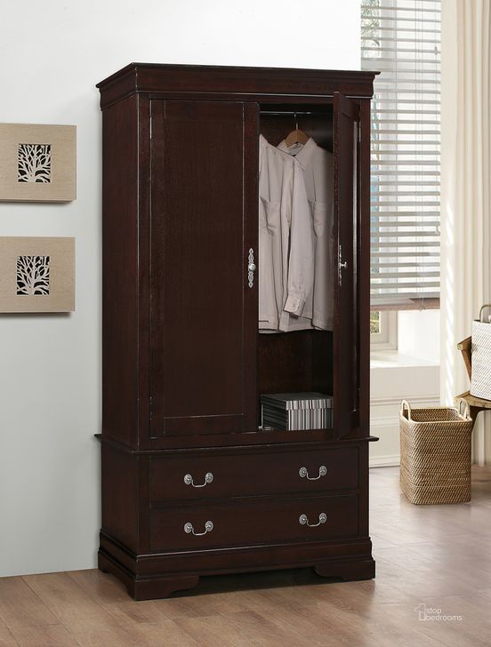 The appearance of G3125 Armoire designed by Glory in the traditional interior design. This cappuccino piece of furniture  was selected by 1StopBedrooms from G31 Collection to add a touch of cosiness and style into your home. Sku: G3125-A-Armoire Top;G3125-A-Armoire Base. Material: Wood. Product Type: Armoires and Wardrobe. Image1