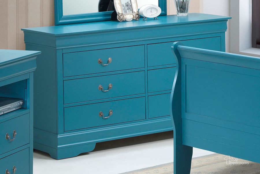 The appearance of Glory Furniture G3180 Dresser in Teal designed by Glory in the traditional interior design. This sky piece of furniture  was selected by 1StopBedrooms from G3180 Collection to add a touch of cosiness and style into your home. Sku: G3180-D-Dresser. Material: Wood. Product Type: Dresser. Image1