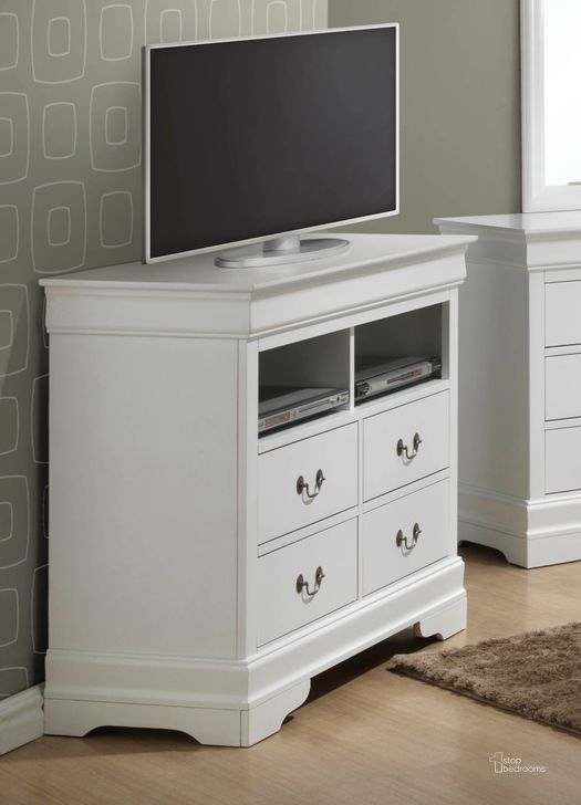 The appearance of Glory Furniture G3190 TV Chest in White designed by Glory in the traditional interior design. This white piece of furniture  was selected by 1StopBedrooms from G3190 Collection to add a touch of cosiness and style into your home. Sku: G3190-TV-Media Chest. Material: Wood. Product Type: Media Chest. Image1