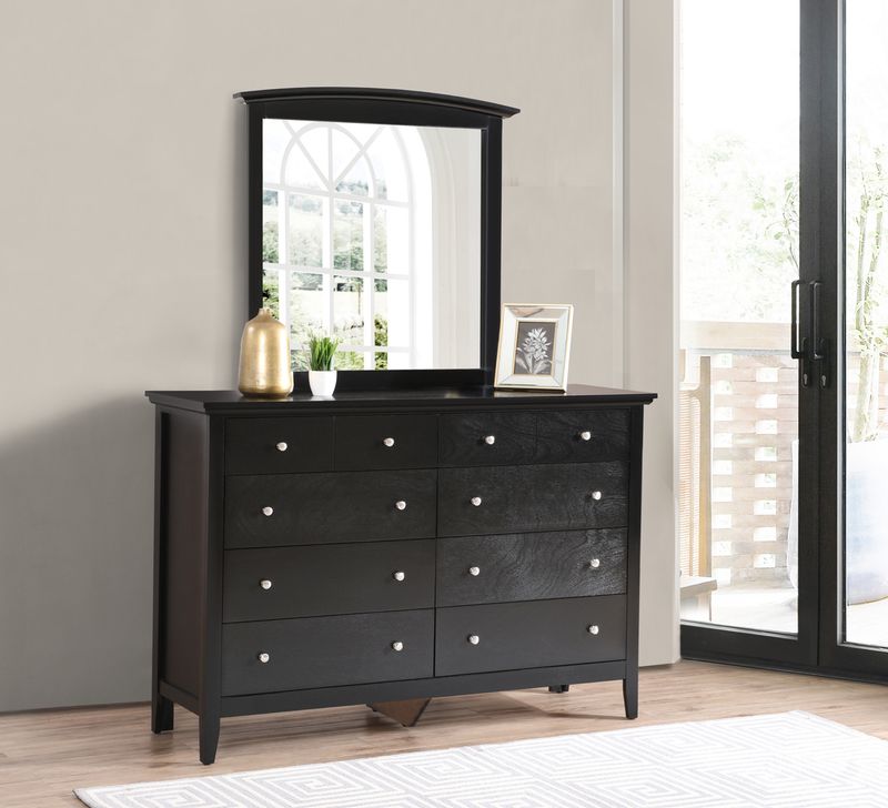 The appearance of G5450 Mirror (Black) designed by Glory in the transitional interior design. This black piece of furniture  was selected by 1StopBedrooms from G54 Collection to add a touch of cosiness and style into your home. Sku: G5450-M-Arched Dresser Mirror. Material: Wood. Product Type: Dresser Mirror. Image1