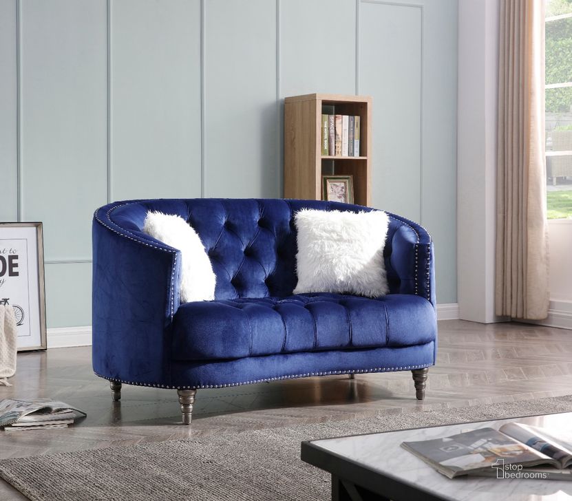 The appearance of Glory Furniture Dania Loveseat, Blue designed by Glory in the traditional interior design. This blue piece of furniture  was selected by 1StopBedrooms from Dania Collection to add a touch of cosiness and style into your home. Sku: G851-L-Love Seat. Material: Wood. Product Type: Loveseat. Image1