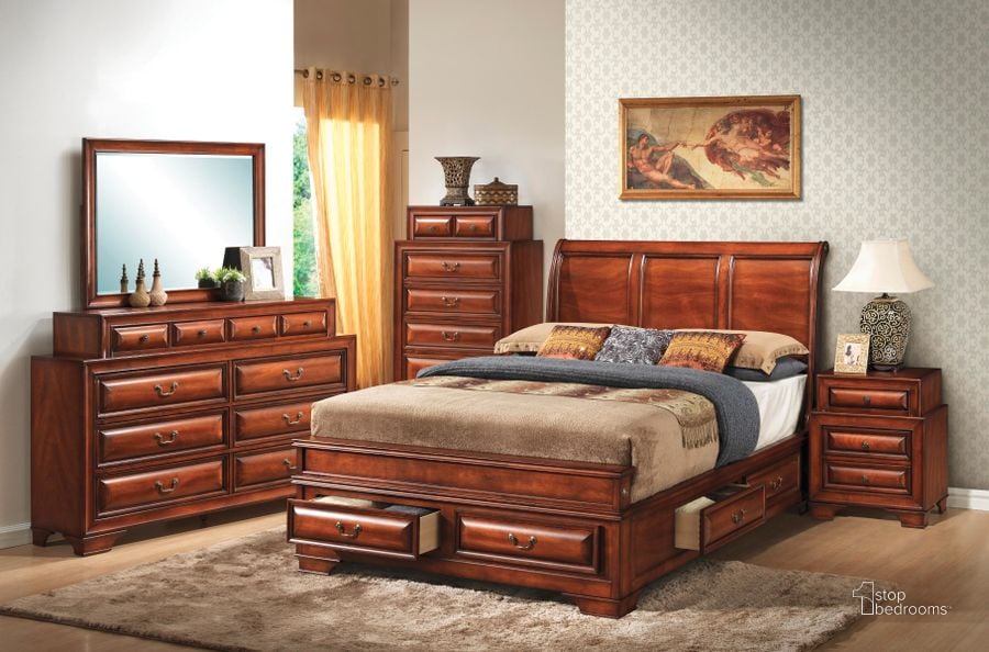 The appearance of G8850A Sleigh Storage Bedroom Set designed by Glory in the traditional interior design. This cherry piece of furniture  was selected by 1StopBedrooms from G8850 Collection to add a touch of cosiness and style into your home. Sku: G8850A-QB-Queen Bed  Headboard;G8850A-QB-Queen Storage Bed  Footboard;G8850A-QB-Queen Storage Bed  Rails;G8850A-QB-Queen Storage Bed  Drawers for Rails;G8850A-QB-Queen Storage Bed  Drawers for Rails;G8850A-QB-Queen Storage Bed  Drawers for Footboard;G8850. Material: Wood. Product Type: Storage Bed. Bed Size: Queen. Image1