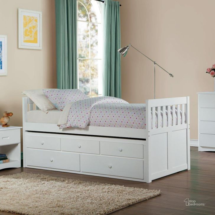 The appearance of Galen White Youth Panel Storage Trundle Bedroom Set designed by Homelegance in the transitional interior design. This white piece of furniture  was selected by 1StopBedrooms from Galen Collection to add a touch of cosiness and style into your home. Sku: B2053PRW-1;B2053PRW-2;B2053W-4. Bed Type: Storage Bed. Material: Wood. Product Type: Storage Bed. Bed Size: Twin. Image1