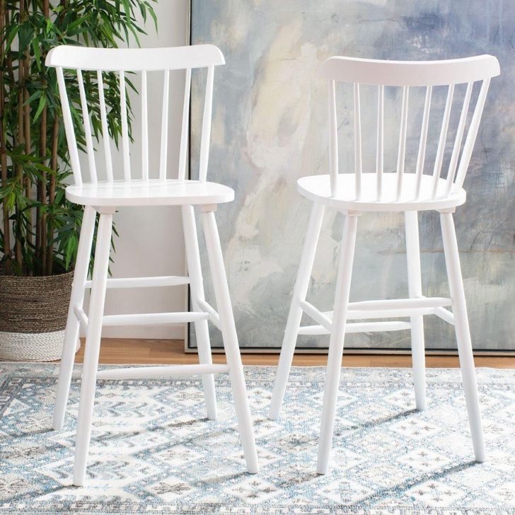 The appearance of Galena Bar Stool BST8502A designed by Safavieh in the modern / contemporary interior design. This white piece of furniture  was selected by 1StopBedrooms from Galena Collection to add a touch of cosiness and style into your home. Sku: BST8502A-SET2. Product Type: Barstool. Material: Rubberwood. Image1