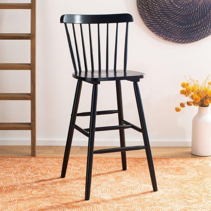 The appearance of Galena Bar Stool BST8502B designed by Safavieh in the modern / contemporary interior design. This black piece of furniture  was selected by 1StopBedrooms from Galena Collection to add a touch of cosiness and style into your home. Sku: BST8502B-SET2. Product Type: Barstool. Material: Rubberwood. Image1