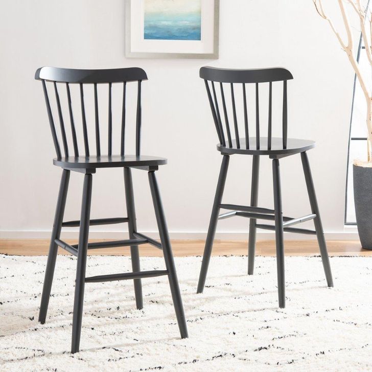 The appearance of Galena Bar Stool BST8502D designed by Safavieh in the modern / contemporary interior design. This grey piece of furniture  was selected by 1StopBedrooms from Galena Collection to add a touch of cosiness and style into your home. Sku: BST8502D-SET2. Product Type: Barstool. Material: Rubberwood. Image1