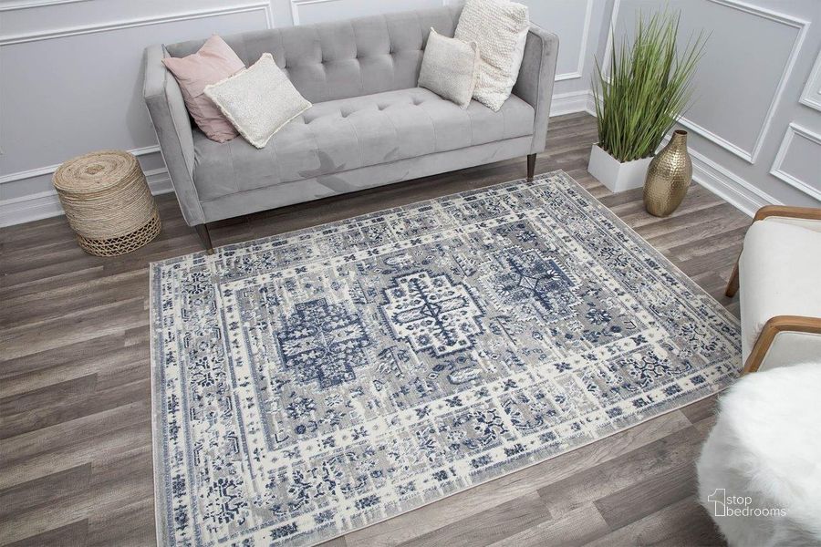 The appearance of Gallagher GL55F Inky Sundara Vintage Transitional Blue 2' x 4' Area Rug designed by Rugs America in the transitional interior design. This blue piece of furniture  was selected by 1StopBedrooms from Gallagher Collection to add a touch of cosiness and style into your home. Sku: RA30033. Material: Polypropylene. Product Type: Area Rugs. Image1