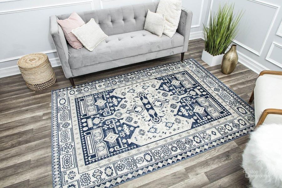 The appearance of Gallagher GL60C Navy Koti Vintage Transitional Blue 8' x 10' Area Rug designed by Rugs America in the transitional interior design. This blue piece of furniture  was selected by 1StopBedrooms from Gallagher Collection to add a touch of cosiness and style into your home. Sku: RA29426. Material: Polypropylene. Product Type: Area Rugs. Image1