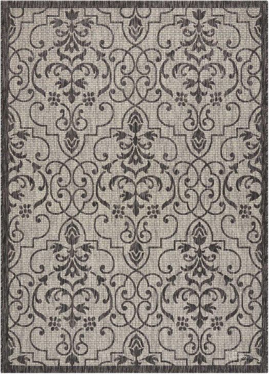 The appearance of Garden Party Ivory And Charcoal 10 X 13 Area Rug designed by Nourison in the transitional interior design. This beige and brown piece of furniture  was selected by 1StopBedrooms from Garden Party Collection to add a touch of cosiness and style into your home. Sku: 99446381446. Material: Polypropylene. Product Type: Area Rugs. Image1