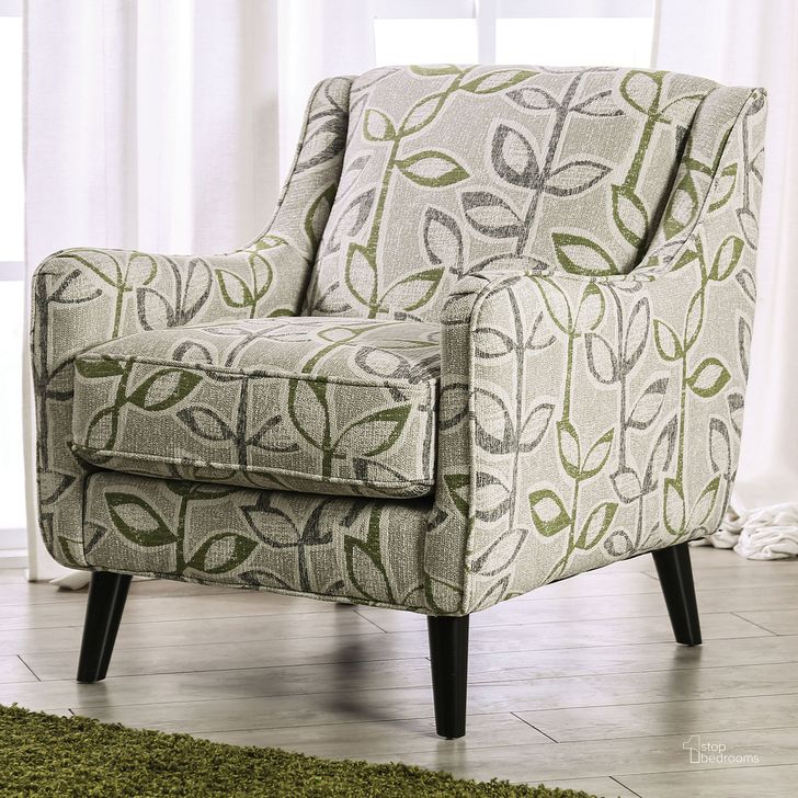 The appearance of Gardner Accent Chair In Gray and Green designed by Furniture of America in the transitional interior design. This gray and green piece of furniture  was selected by 1StopBedrooms from Gardner Collection to add a touch of cosiness and style into your home. Sku: SM8195-CH-FL. Material: Wood. Product Type: Accent Chair. Image1