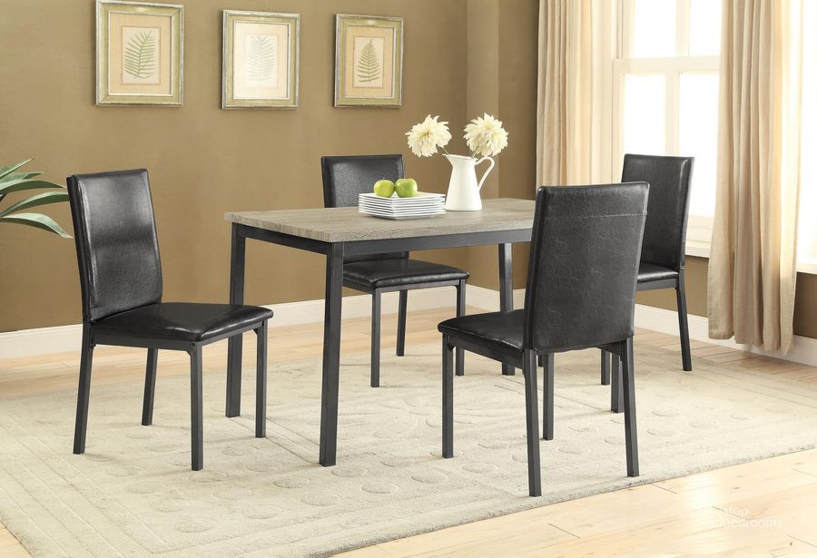 The appearance of Garza Black Dining Room Set designed by Coaster in the transitional interior design. This black piece of furniture  was selected by 1StopBedrooms from Garza Collection to add a touch of cosiness and style into your home. Sku: 100611;100612. Table Base Style: Legs. Material: Wood. Product Type: Dining Room Set. Table Top Shape: Rectangular. Image1