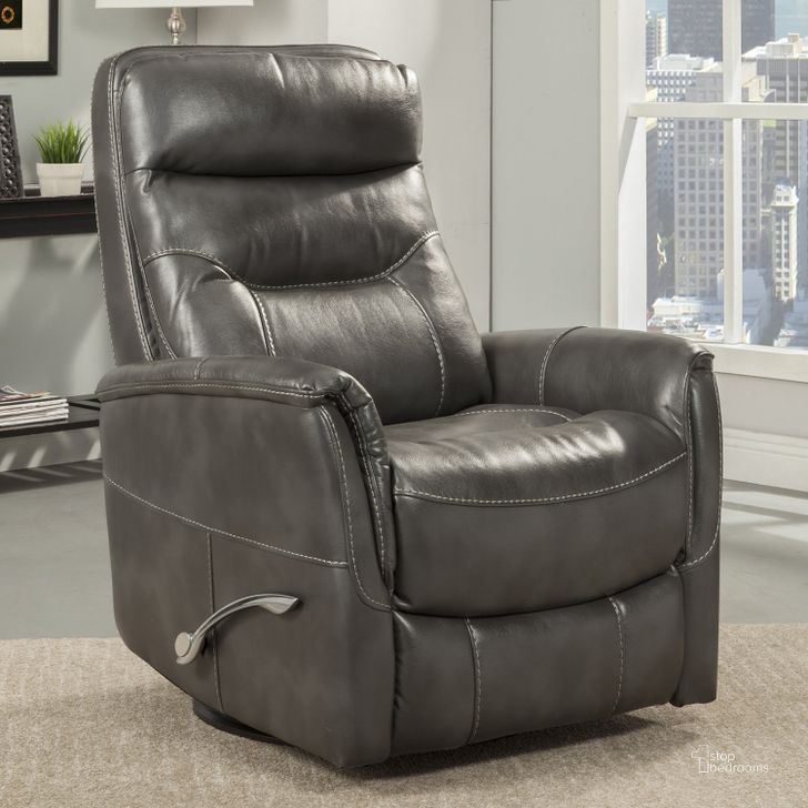 The appearance of Gemini Flint Swivel Glider Recliner designed by Parker House in the traditional interior design. This gray piece of furniture  was selected by 1StopBedrooms from Gemini Collection to add a touch of cosiness and style into your home. Sku: MGEM#812GS-FLI. Material: Polyester. Product Type: Recliners and Rocker. Image1