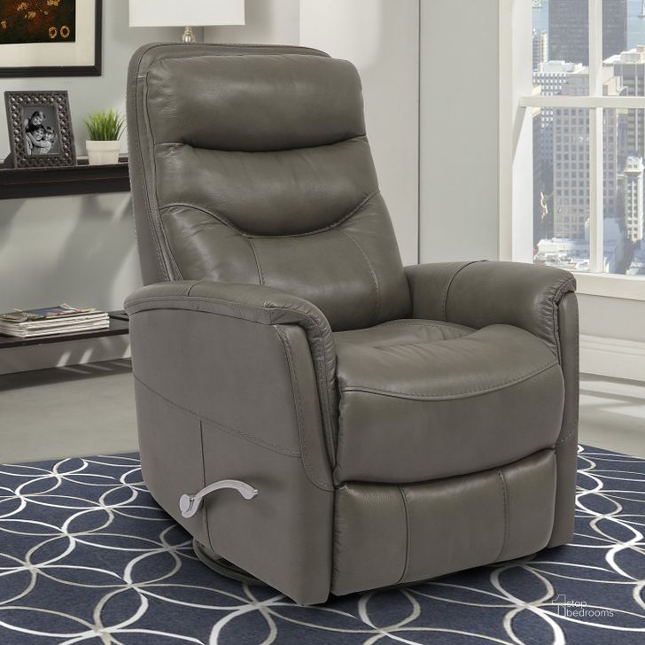 The appearance of Gemini Ice Manual Swivel Glider Recliner designed by Parker House in the modern / contemporary interior design. This gray piece of furniture  was selected by 1StopBedrooms from Gemini Collection to add a touch of cosiness and style into your home. Sku: MGEM#812GS-ICE. Product Type: Recliner. Image1