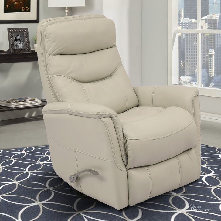 The appearance of Gemini Ivory Manual Swivel Glider Recliner designed by Parker House in the modern / contemporary interior design. This white piece of furniture  was selected by 1StopBedrooms from Gemini Collection to add a touch of cosiness and style into your home. Sku: MGEM#812GS-IV. Product Type: Recliner. Image1