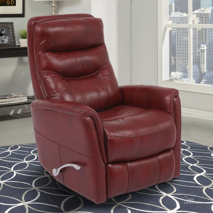The appearance of Gemini Rouge Manual Swivel Glider Recliner designed by Parker House in the modern / contemporary interior design. This red piece of furniture  was selected by 1StopBedrooms from Gemini Collection to add a touch of cosiness and style into your home. Sku: MGEM#812GS-ROU. Product Type: Recliner. Image1