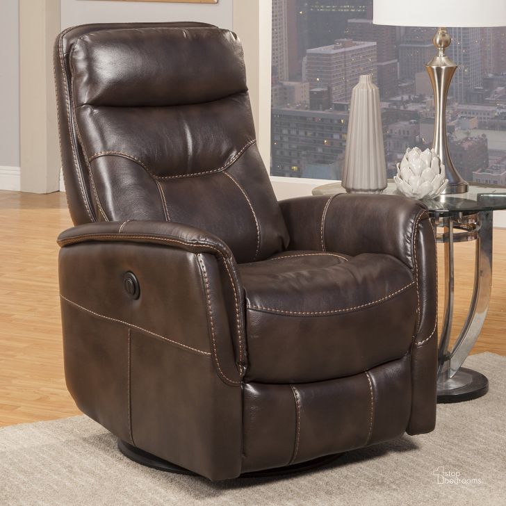 The appearance of Gemini Truffle Power Swivel Recliner designed by Parker House in the traditional interior design. This brown piece of furniture  was selected by 1StopBedrooms from Gemini Collection to add a touch of cosiness and style into your home. Sku: MGEM#812GSPB-TRU. Material: Polyester. Product Type: Recliners and Rocker. Image1