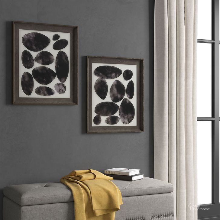 The appearance of Geo Uv Printed Shadowbox 2 Piece Wall Art Set In Black designed by Olliix in the modern / contemporary interior design. This black piece of furniture  was selected by 1StopBedrooms from Skipping Stones Collection to add a touch of cosiness and style into your home. Sku: MP95G-0282. Product Type: Wall Art. Material: MDF. Image1